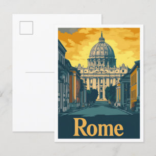 Rome Italy Art Vintage Travel Illustration Postcard