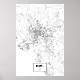 Rome, Italy (black on white) Poster