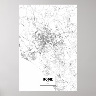 Rome, Italy (black on white) Poster