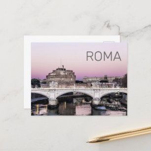Rome Italy Castel Sant'Angelo Bridge Sunset Holiday Postcard