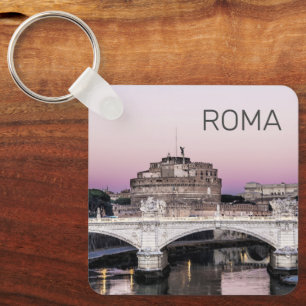 Rome Italy Castel Sant'Angelo Bridge Sunset Key Ring