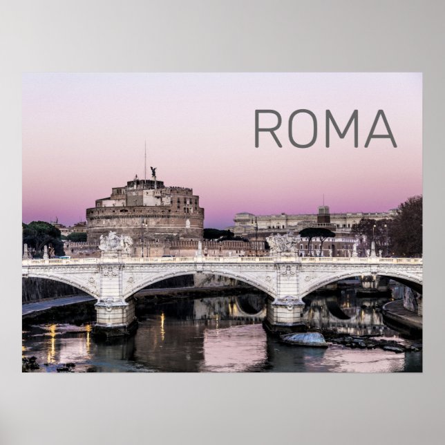 Rome Italy Castel Sant'Angelo Bridge Sunset Poster (Front)