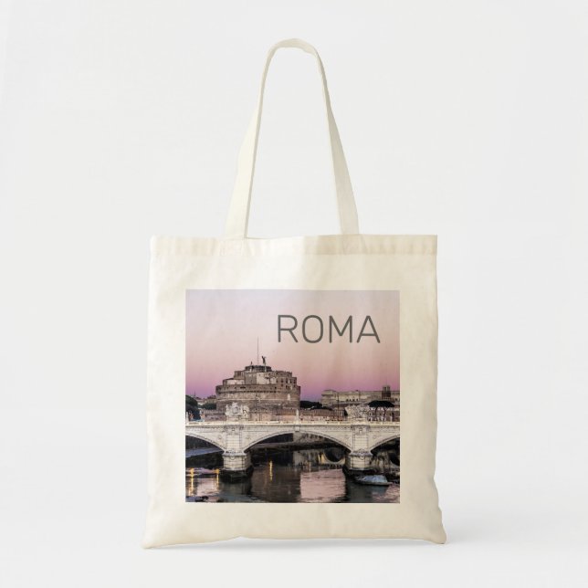 Rome Italy Castel Sant'Angelo Bridge Sunset Tote Bag (Front)