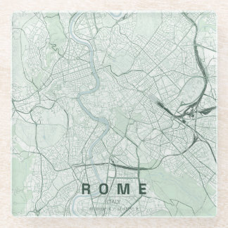 Rome Italy City Map Minimal Design Glass Coaster