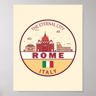 Rome Italy City Skyline Emblem Poster