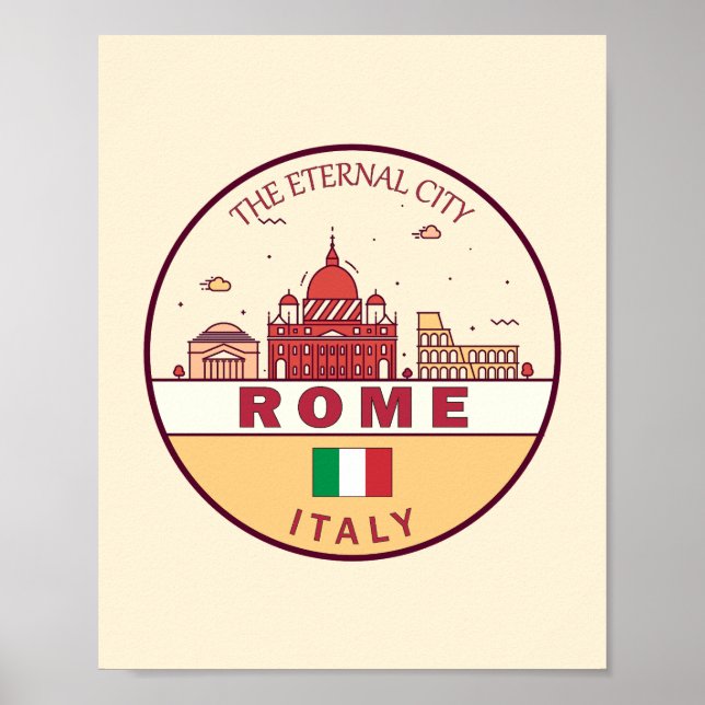 Rome Italy City Skyline Emblem Poster (Front)