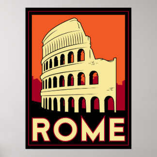 rome italy coliseum europe vintage retro travel poster