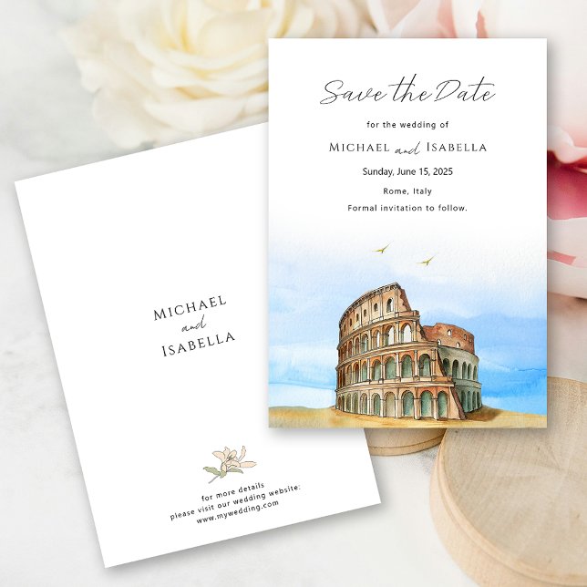 Rome Italy Colosseum Destination Wedding Save The Date (Rome Italy Colosseum Destination Wedding Save The Date)
