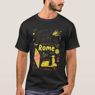 Rome Italy Colosseum Gelato Scooter Art Kids T-Shirt