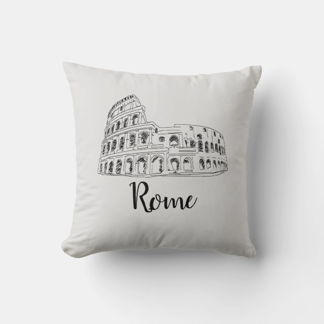 Rome Italy Colosseum Illustration Pillow (Front)