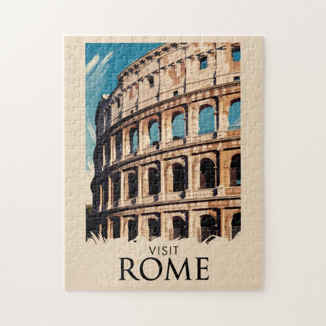 Rome Italy Colosseum Illustration Travel Art Jigsaw Puzzle (Vertical)