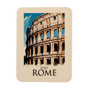 Rome Italy Colosseum Illustration Travel Art Magnet