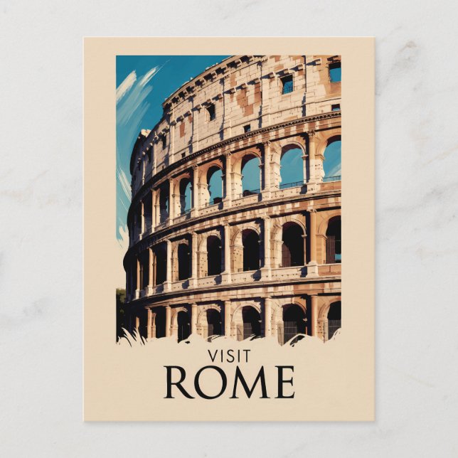 Rome Italy Colosseum Illustration Travel Art Postcard (Front)
