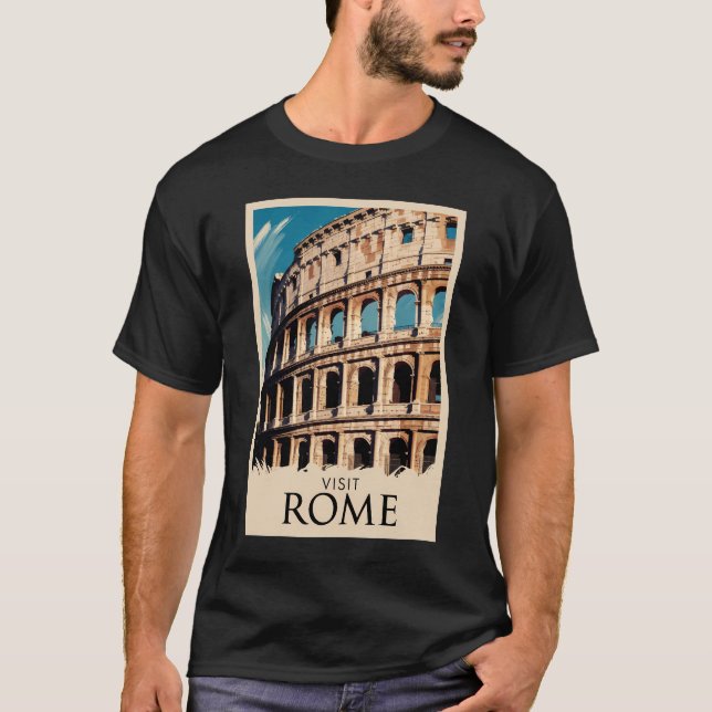 Rome Italy Colosseum Illustration Travel Art T-Shirt (Front)