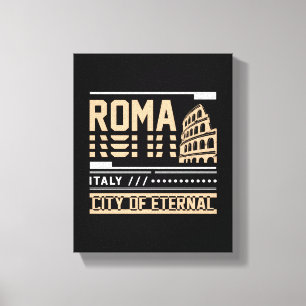 Rome Italy Colosseum Retro Urban Travel Design Canvas Print