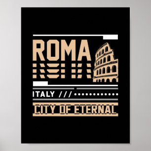 Rome Italy Colosseum Retro Urban Travel Design Poster
