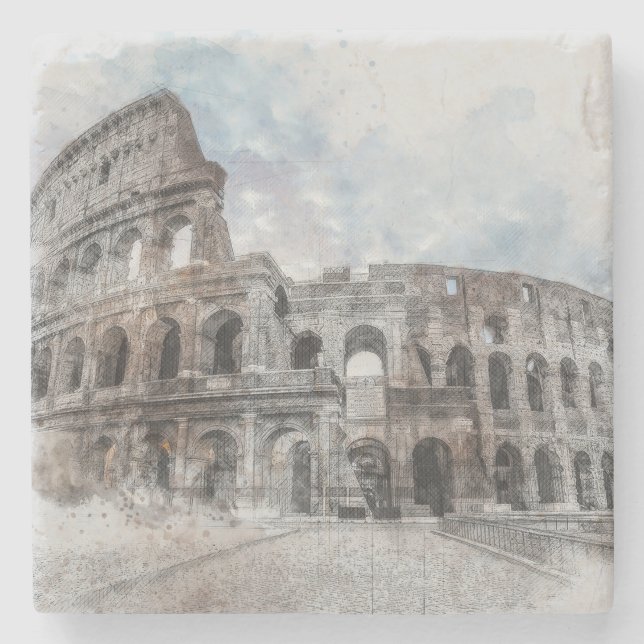 Rome Italy Colosseum Stone Coaster | Vintage  (Front)