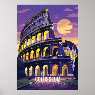 Rome - Italy, Colosseum, travel art poster
