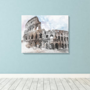Rome Italy Colosseum Travel Art Vintage Canvas Print