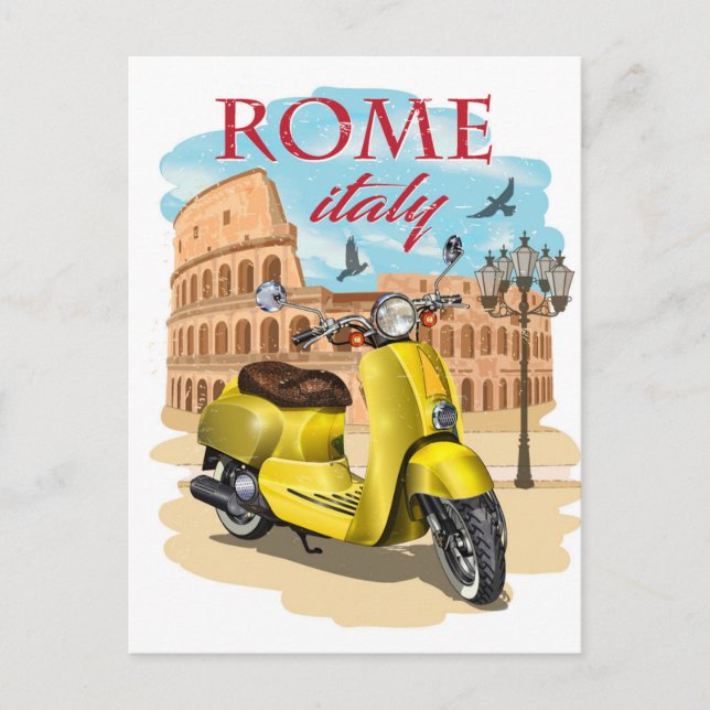 Rome Italy Colosseum Travel Art Vintage city Postcard (Front)