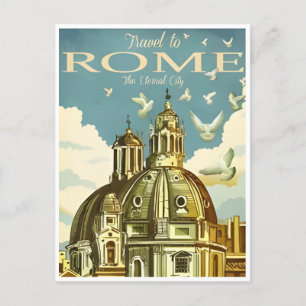 Rome Italy Colosseum Travel Art Vintage city Postcard