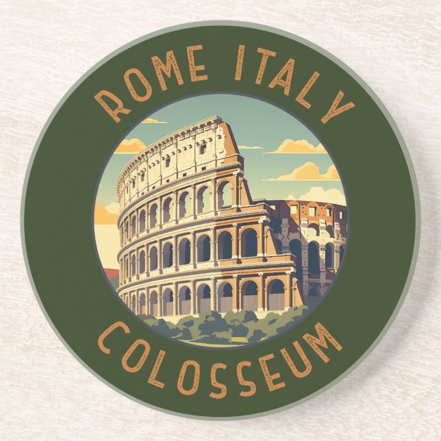 Rome Italy Colosseum Travel Art Vintage Coaster (Front)