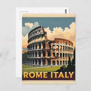 Rome Italy Colosseum Travel Art Vintage Postcard