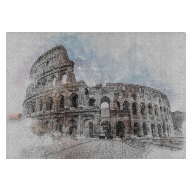 Rome Italy Colosseum Vintage Travel Art Kitchen Cutting Board (Front)