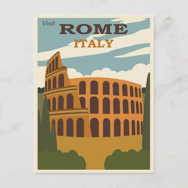 Rome Italy Colosseum Vintage Travel Postcard (Front)