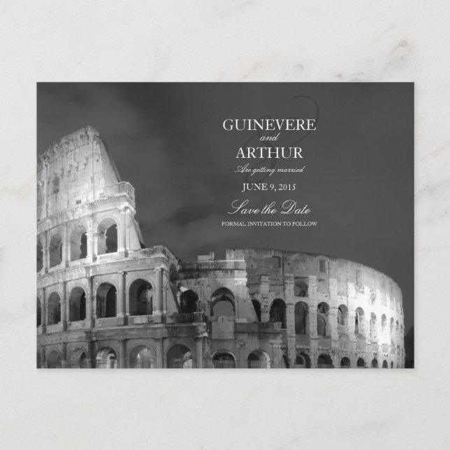 Rome Italy Colosseum Wedding Save the Date Announcement Postcard (Front)