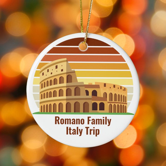 Rome Italy Family Trip Colosseum Sunset Custom Ceramic Tree Decoration (Creator Uploaded)