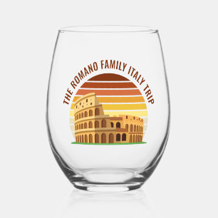 Rome Italy Family Trip Colosseum Sunset Custom Stemless Wine Glass