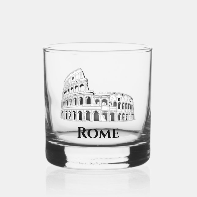 Rome Italy Italian Colosseum Whiskey Glass (Front)