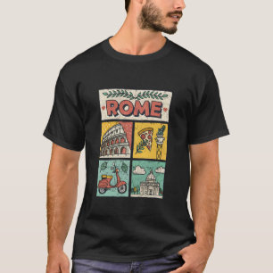 Rome Italy Landmarks Vintage Travel Art Souvenir T-Shirt