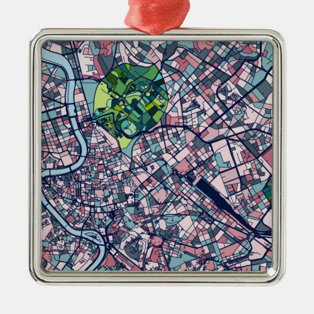 Rome Italy Map Metal Tree Decoration (Front)