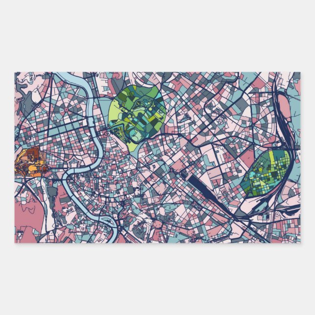 Rome Italy Map Rectangular Sticker (Front)