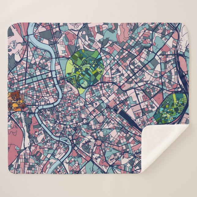Rome Italy Map Sherpa Blanket (Front (Horizontal))