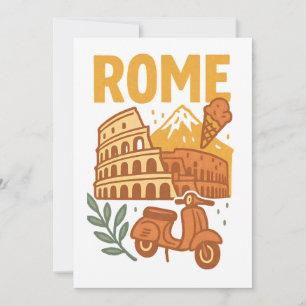 Rome Italy Minimalist Hand-Drawn Colosseum Card