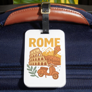 Rome Italy Minimalist Hand-Drawn Colosseum Luggage Tag