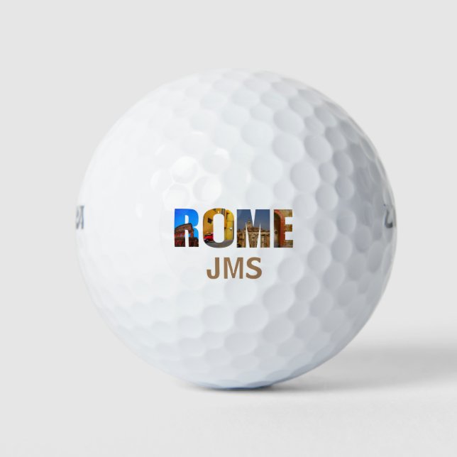 Rome Italy Monogram Initials City Travel Photos Golf Balls (Front)