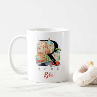 Rome Italy Monogram Letter R Personalised Gift Coffee Mug