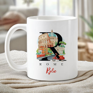 Rome Italy Monogram Letter R Personalised Gift Coffee Mug