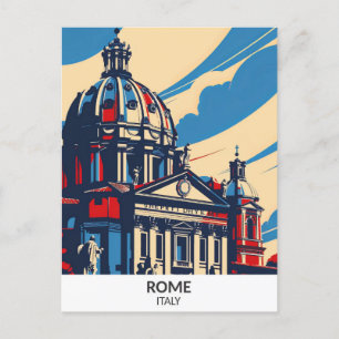 Rome Italy Retro Artwork Travel Postcard