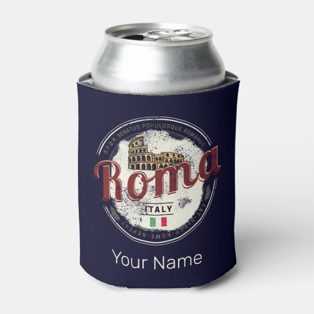 Rome Italy Retro Colosseum Vintage Holiday Can Cooler (Can Front)