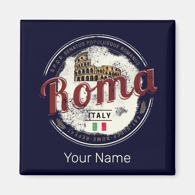 Rome Italy Retro Colosseum Vintage Holiday Magnet (Front)