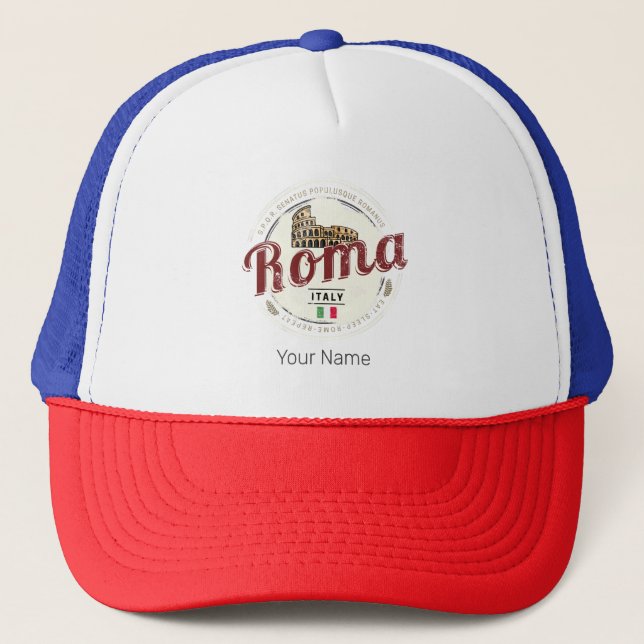 Rome Italy Retro Colosseum Vintage Holiday Trucker Hat (Front)