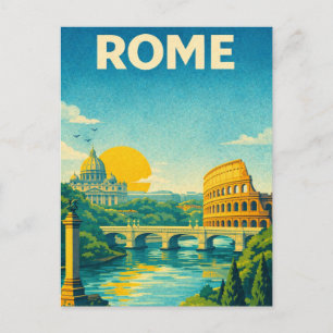Rome Italy Retro Travel Postcard