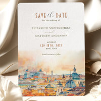 Rome Italy Romantic Watercolors Save-the-Date