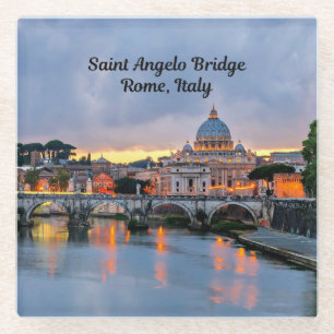 Rome, Italy - Saint Angelo Bridge, Glass Coaster