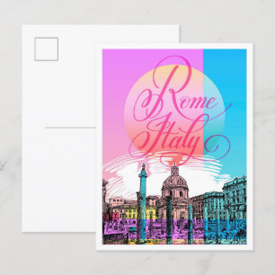 Rome Italy Sketch Art Travel Illustration Postcard